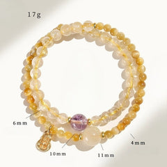 Golden Rutilated Quartz Double Wrap Wealth Bracelet