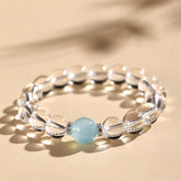 Clear Quartz & Aquamarine Beaded Bracelet