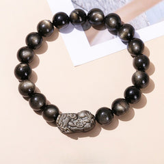 Natural Obsidian Pixiu Bracelet