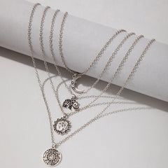 Creative Multi-Layer Moon Disc Pendant Necklace