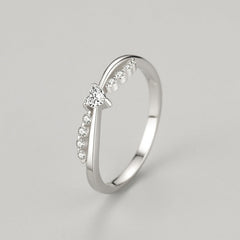 Trendy Cross Heart Diamond Ring