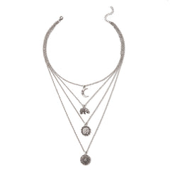 Creative Multi-Layer Moon Disc Pendant Necklace