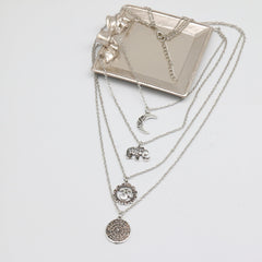 Creative Multi-Layer Moon Disc Pendant Necklace