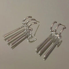 Three-Prong Long Tassel Earrings