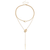 Trendy Double Circle Tassel Clavicle Necklace