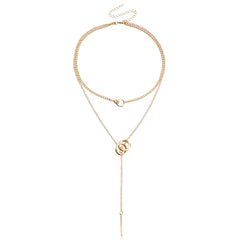 Trendy Double Circle Tassel Clavicle Necklace