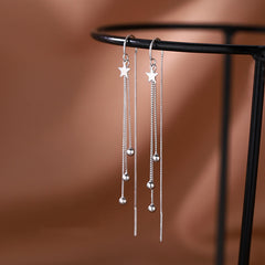Romantic Long Star Fringed Threader Earrings
