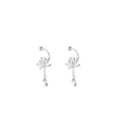 Lotus Tassel Stud Earrings