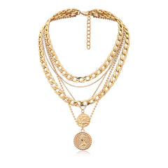 Multi-layer Round Head Hip Hop Pendant Necklace