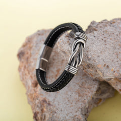 Simple Two-Tone Leather Men’s Bracelet