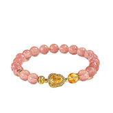 Natural Strawberry Quartz Gourd Crystal Bracelet