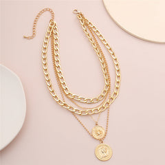 Multi-layer Round Head Hip Hop Pendant Necklace