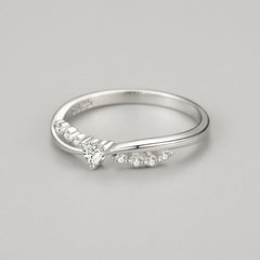Trendy Cross Heart Diamond Ring