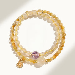Golden Rutilated Quartz Double Wrap Wealth Bracelet