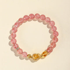 Natural Strawberry Quartz Gourd Crystal Bracelet