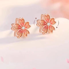 Rotating Peach Blossom Earrings