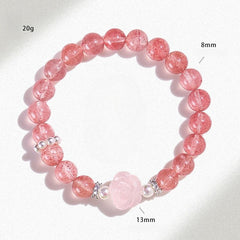 Rose Minimalist Strawberry Quartz Bracelet