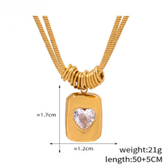 Vintage Geometric Heart Love Pendant Necklace
