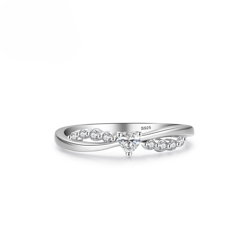 Trendy Cross Heart Diamond Ring