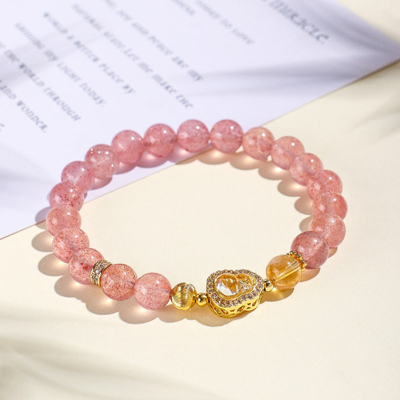 Natural Strawberry Quartz Gourd Crystal Bracelet