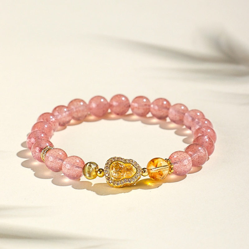 Natural Strawberry Quartz Gourd Crystal Bracelet