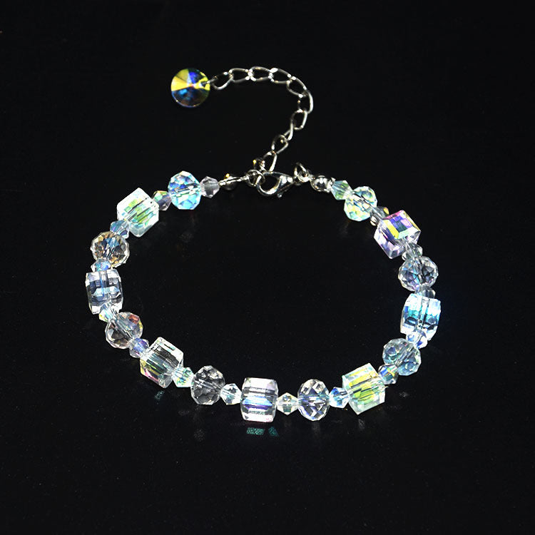 Schoolgirl Square Crystal Tennis Bracelet