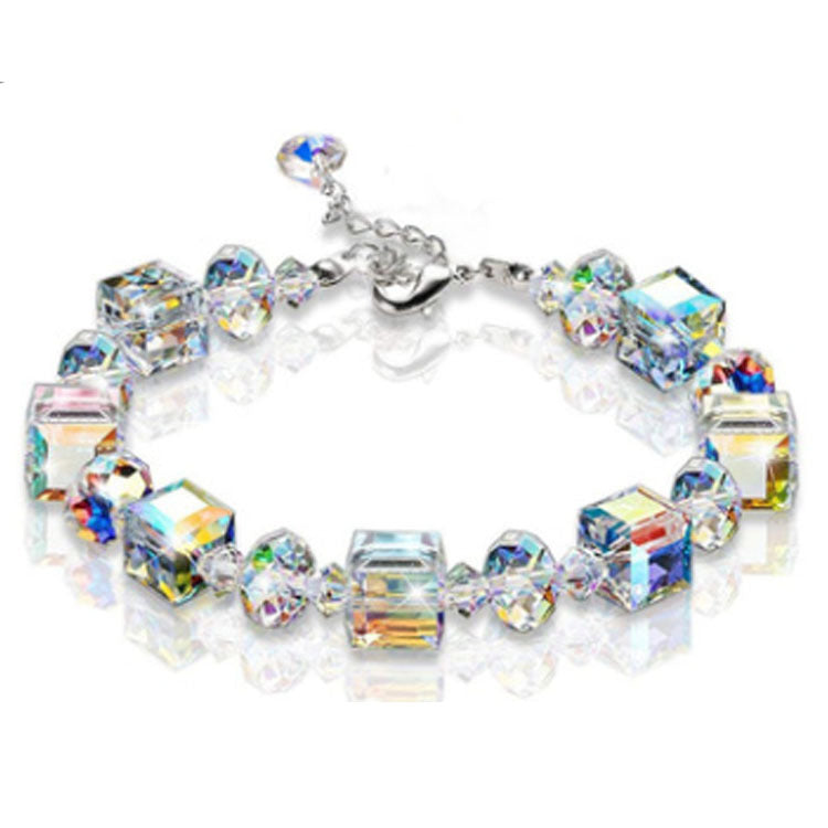 Schoolgirl Square Crystal Tennis Bracelet