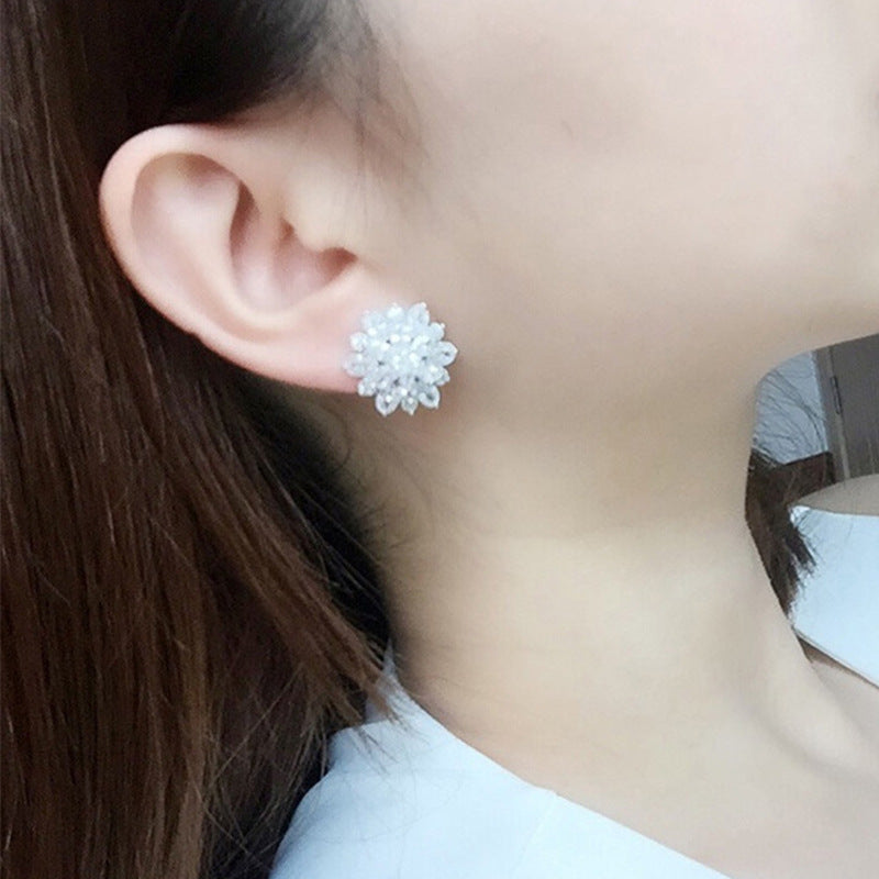 Snowflake Sunflower Diamond Stud Earrings