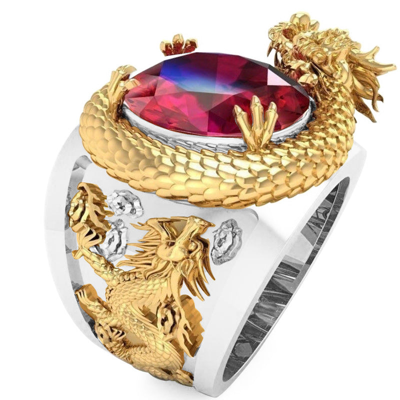 Carved three-dimensional domineering dragon ring