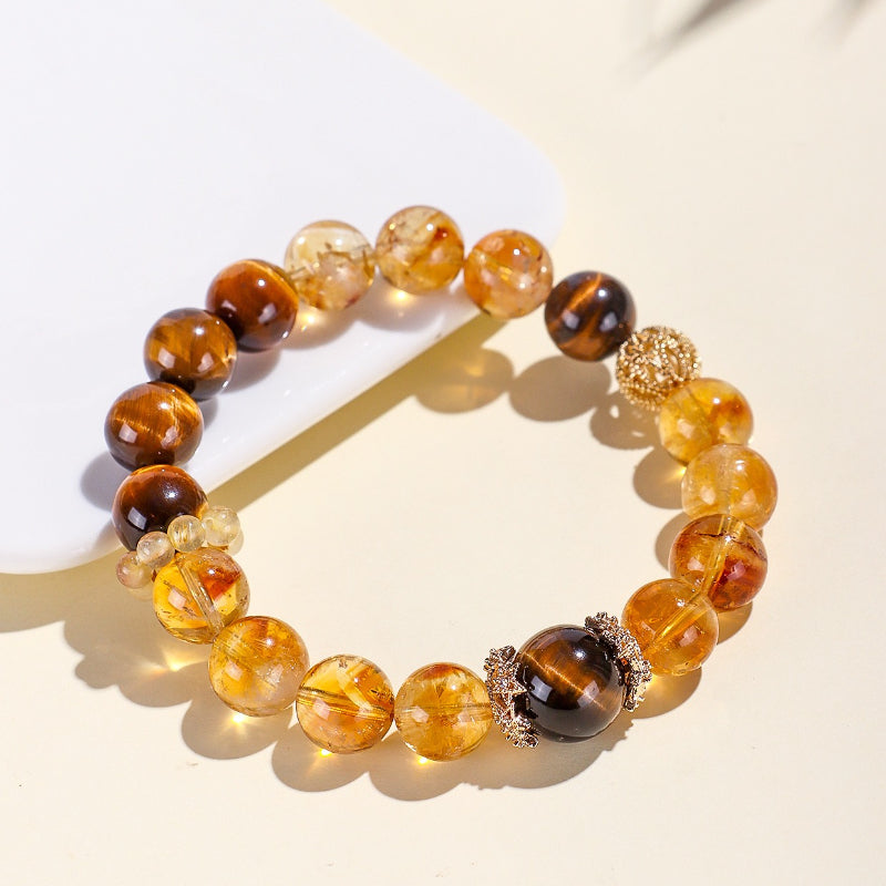 Tiger's Eye Rutilated Quartz Melody Stone Bracelet