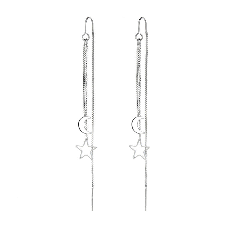 Long Star and Moon Earrings