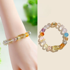Natural Citrine Rutilated Quartz Raw Crystal Bracelet