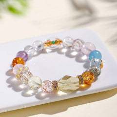 Natural Citrine Rutilated Quartz Raw Crystal Bracelet