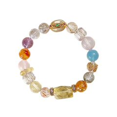 Natural Citrine Rutilated Quartz Raw Crystal Bracelet