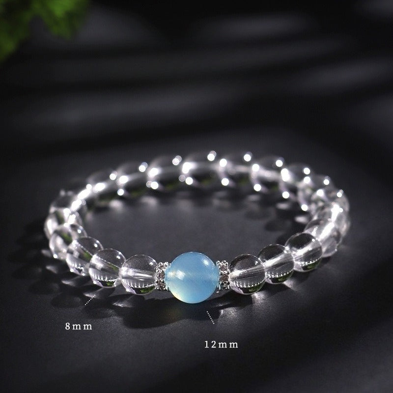 Clear Quartz & Aquamarine Beaded Bracelet