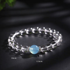 Clear Quartz & Aquamarine Beaded Bracelet