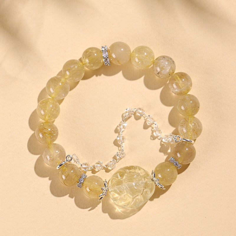 Golden Rutilated Quartz Bracelet of Wealth