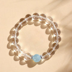 Clear Quartz & Aquamarine Beaded Bracelet