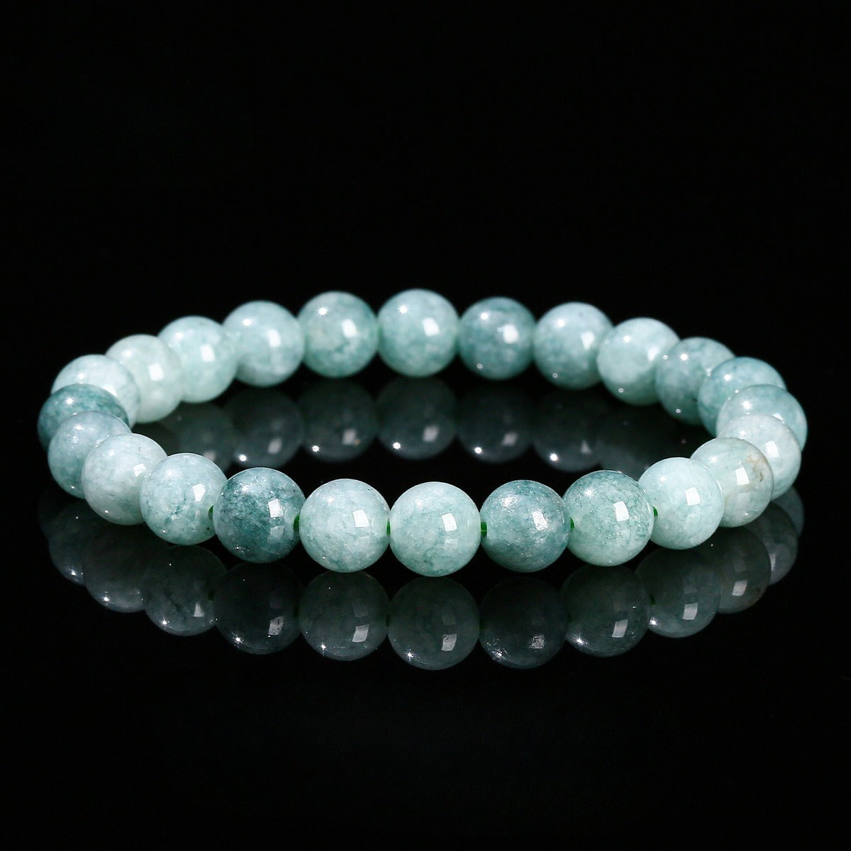 Minimalist Aquamarine Round Bead Bracelet