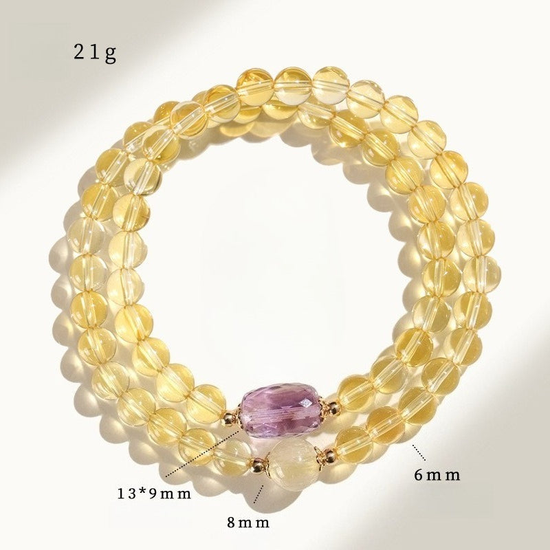 Golden Rutilated Quartz Double Wrap Wealth Bracelet