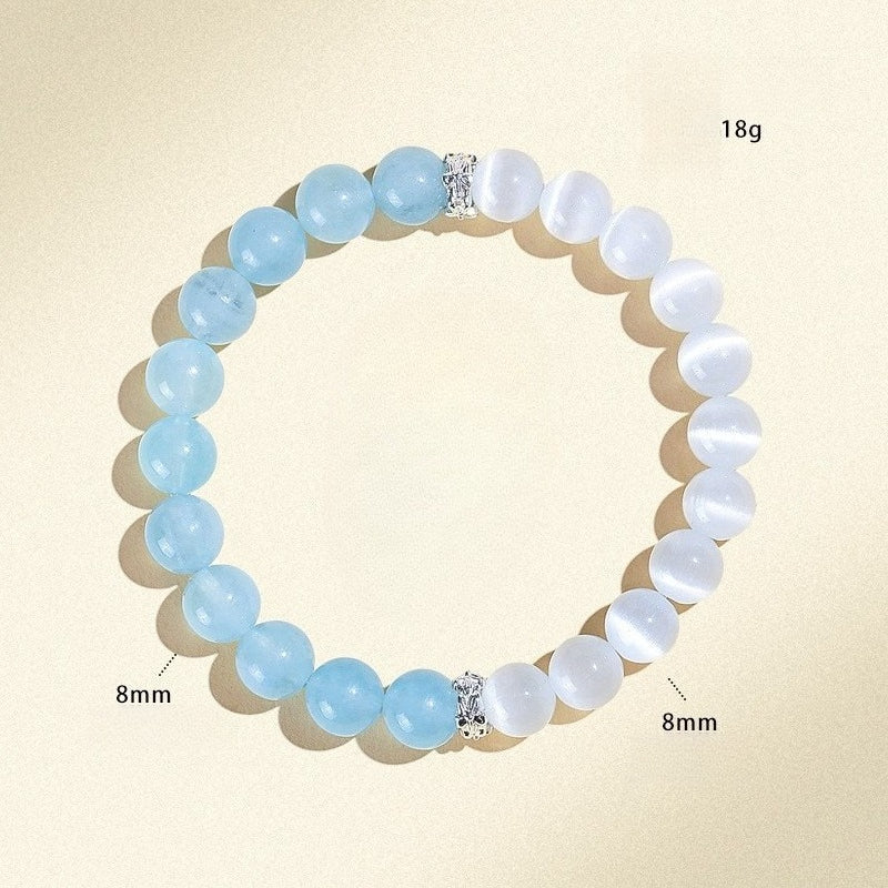 Natural Aquamarine Cat’s Eye Crystal Bracelet