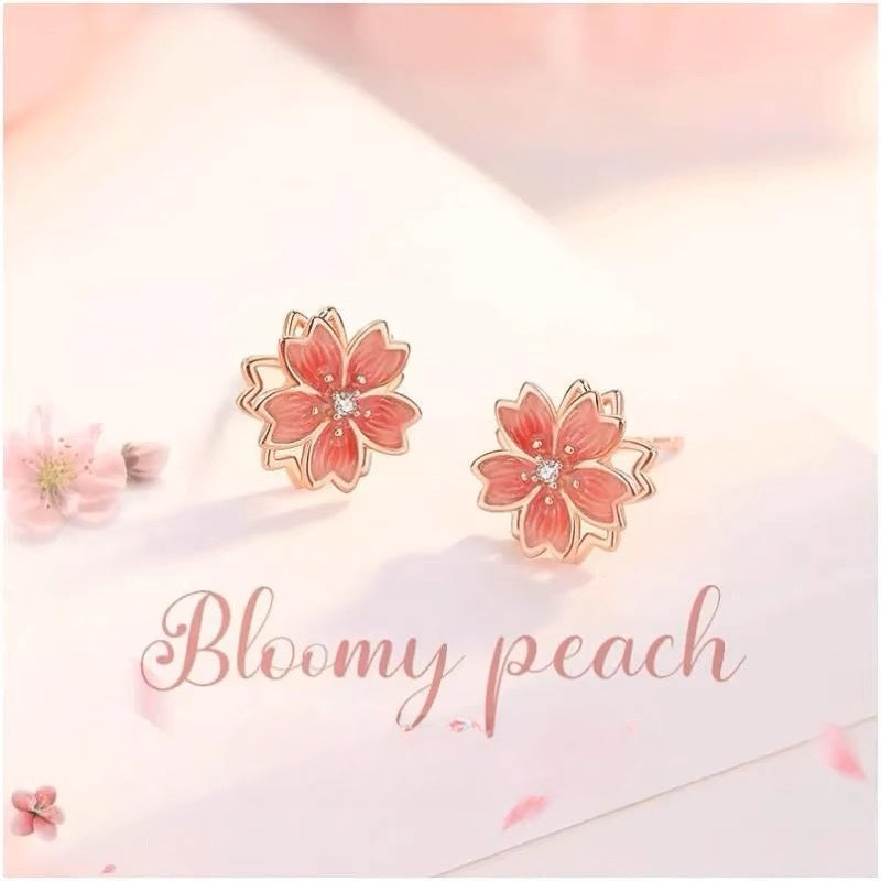 Rotating peach blossom earrings