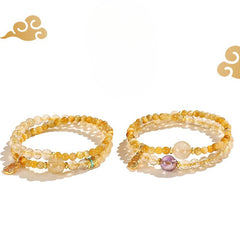 Golden Rutilated Quartz Double Wrap Wealth Bracelet