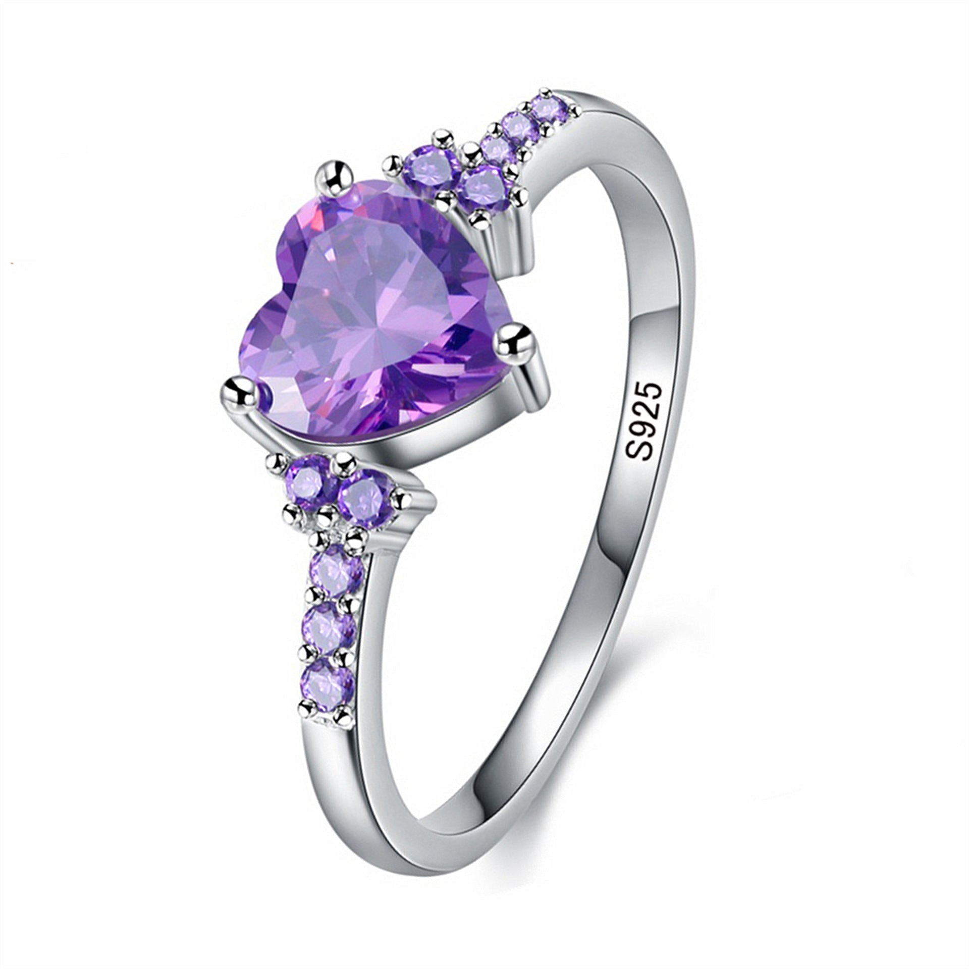 Natural amethyst heart ring