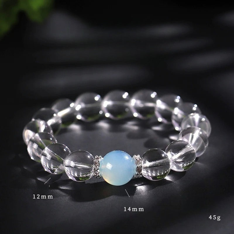 Clear Quartz & Aquamarine Beaded Bracelet