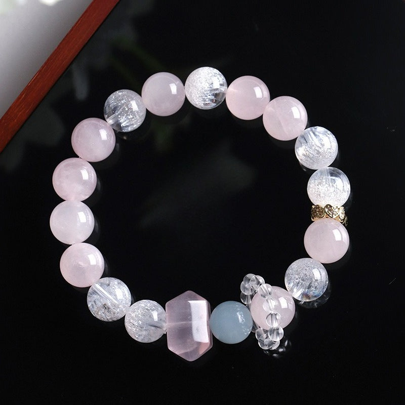 Stylish Rose Quartz Crystal Point Bracelet