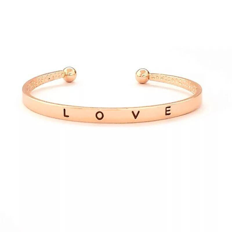 C type minimalist open love bracelet