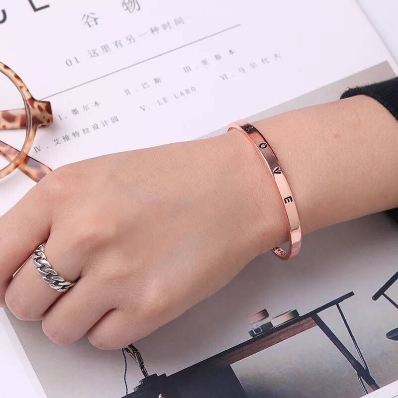 C type minimalist open love bracelet