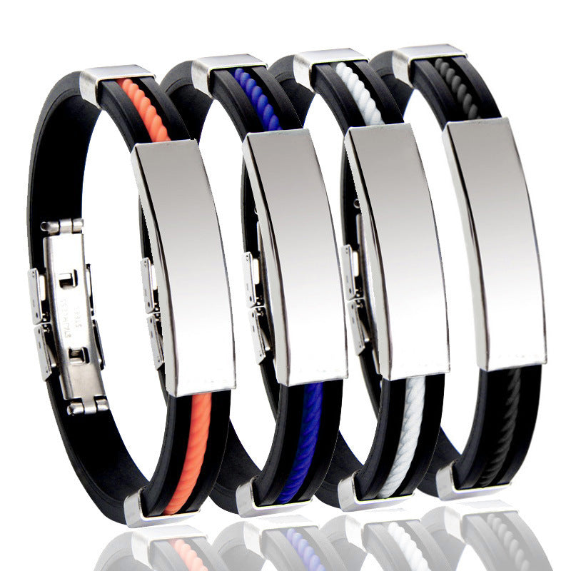 Titanium steel silicone men's bracelet