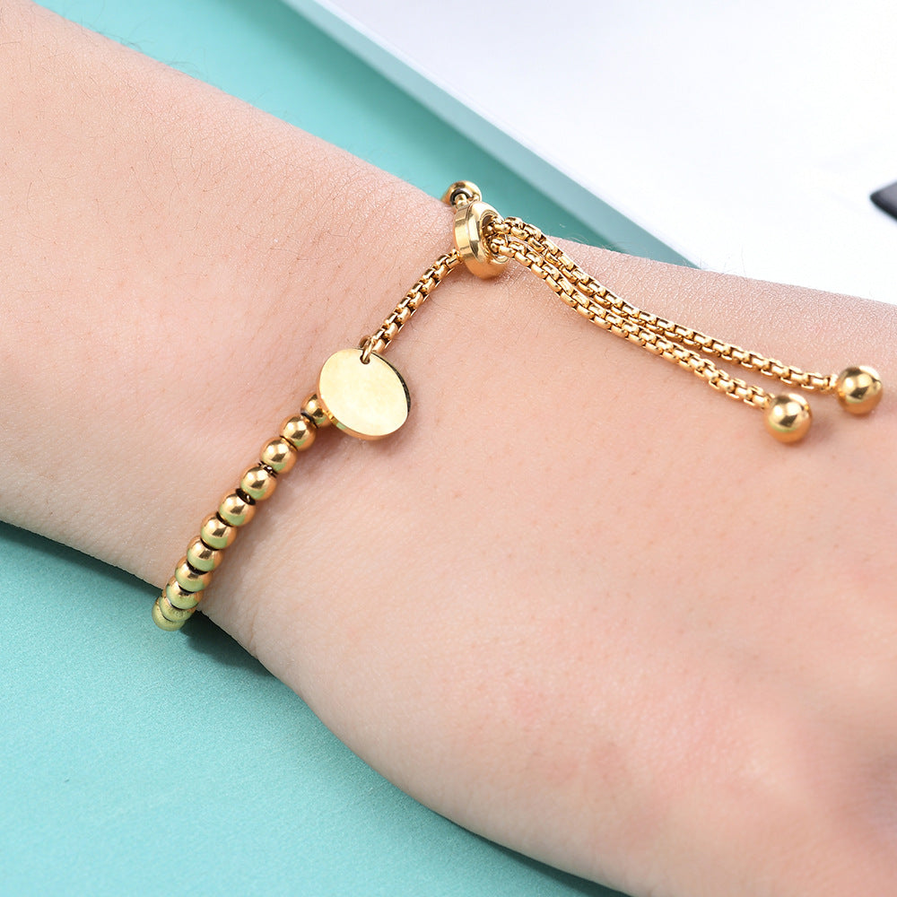 Simple and stylish round tag adjustable bracelet